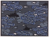 Title: b'(schooner on horizon 96.83.19).' | Date: 1930s | Technique: b'linocut, printed in colour, from one block'
