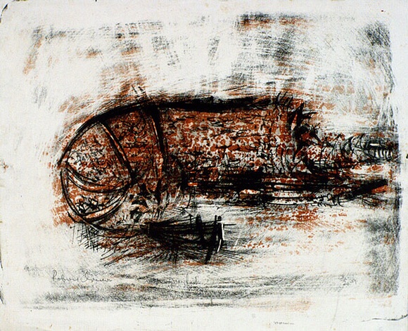 Artist: b'Grieve, Robert.' | Title: b'Crayfish' | Date: 1957 | Technique: b'lithograph, printed in colour, from one stone and one plate' Artist: b'Grieve, Robert.' | Title: b'Crayfish' | Date: 1957 | Technique: b'lithograph, printed in colour, from one stone and one plate'