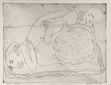 Artist: BOYD, Arthur | Title: Lovers under a microscope. | Date: (1968-69) | Technique: etching, printed in black ink, from one plate | Copyright: Reproduced with permission of Bundanon Trust