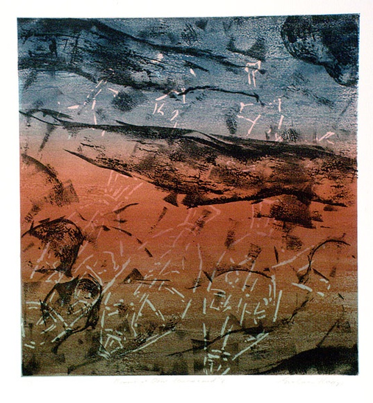 Artist: KING, Grahame | Title: Monument at Obiri, Arnhem Land V | Date: 1981 | Technique: lithograph, printed in colour, from multiple stones [or plates]