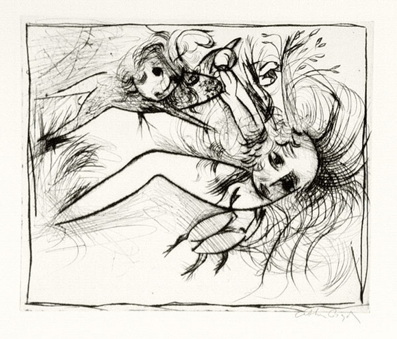 Artist: b'BOYD, Arthur' | Title: b'Broken nude and flying figure.' | Date: (1962-63) | Technique: b'etching, printed in black ink, from one plate' | Copyright: b'Reproduced with permission of Bundanon Trust' Artist: b'BOYD, Arthur' | Title: b'Broken nude and flying figure.' | Date: (1962-63) | Technique: b'etching, printed in black ink, from one plate' | Copyright: b'Reproduced with permission of Bundanon Trust'
