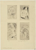 Artist: WALKER, Murray | Title: Four studies of the model | Date: 1966 | Technique: etching, printed in black ink, from four plates