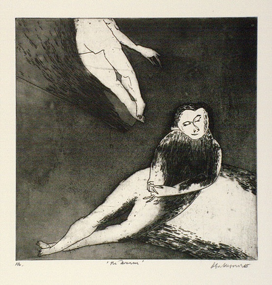 Artist: b'BALDESSIN, George' | Title: b'The dream.' | Date: 1965 | Technique: b'etching and aquatint, printed in black ink, from one plate' Artist: b'BALDESSIN, George' | Title: b'The dream.' | Date: 1965 | Technique: b'etching and aquatint, printed in black ink, from one plate'