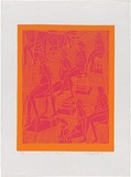 Artist: WALKER, Murray | Title: Lorin on a sliding floor. | Date: 1969 | Technique: linocut, printed in colour, from multiple blocks