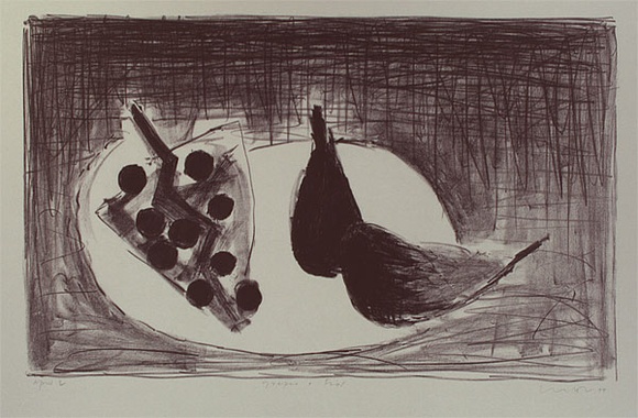 Artist: b'Lincoln, Kevin.' | Title: b'Grapes and figs' | Date: 1994 | Technique: b'lithograph, printed in purple-black ink from one stone' Artist: b'Lincoln, Kevin.' | Title: b'Grapes and figs' | Date: 1994 | Technique: b'lithograph, printed in purple-black ink from one stone'