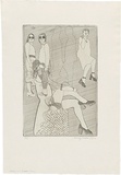 Artist: WALKER, Murray | Title: Marlene in a crowded room. | Date: 1972 | Technique: etching, printed in black ink, from one plate