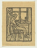 Artist: Groblicka, Lidia | Title: My boyfriend L Machnicki | Date: 1955-56 | Technique: woodcut, printed in black ink, from one block