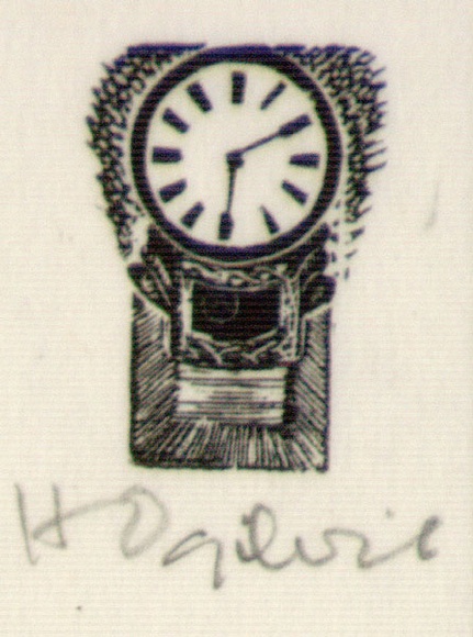 Artist: b'OGILVIE, Helen' | Title: b'(Clock)' | Date: (1953) | Technique: b'wood-engraving, printed in black ink, from one block' Artist: b'OGILVIE, Helen' | Title: b'(Clock)' | Date: (1953) | Technique: b'wood-engraving, printed in black ink, from one block'