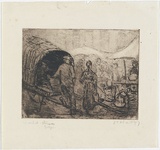 Artist: b'Traill, Jessie.' | Title: b'Market, Furnes, Belgium' | Date: 1907 | Technique: b'softground etching, printed in black ink, from one plate'