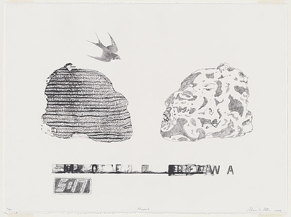 Artist: b'Cotton, Shane.' | Title: b'Moerewa.' | Date: 2004 | Technique: b'lithograph, printed in black ink, from one stone' | Copyright: b'\xc2\xa9 Shane Cotton, represented by Sherman Galleries, Sydney' Artist: b'Cotton, Shane.' | Title: b'Moerewa.' | Date: 2004 | Technique: b'lithograph, printed in black ink, from one stone' | Copyright: b'\xc2\xa9 Shane Cotton, represented by Sherman Galleries, Sydney'