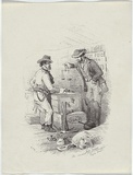Artist: b'GILL, S.T.' | Title: b'Gold buyer, the market price discussed, Eagle Hawk.' | Date: 1852 | Technique: b'lithograph, printed in black ink, from one stone'
