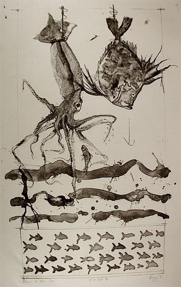 Artist: b'KING, Martin' | Title: b'Down to the sea' | Date: 1985 | Technique: b'lithograph, printed in black ink, from one stone' Artist: b'KING, Martin' | Title: b'Down to the sea' | Date: 1985 | Technique: b'lithograph, printed in black ink, from one stone'