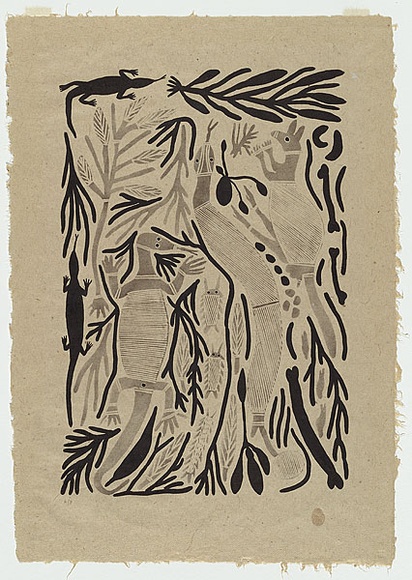 Artist: b'Bulunbulun, Johnny.' | Title: b'Goonoomoo (Snake spirit)' | Date: 1984 | Technique: b'lithograph, printed in colour, from two stones' | Copyright: b'\xc2\xa9 Johnny Bulunbulun. Licensed by VISCOPY, Australia' Artist: b'Bulunbulun, Johnny.' | Title: b'Goonoomoo (Snake spirit)' | Date: 1984 | Technique: b'lithograph, printed in colour, from two stones' | Copyright: b'\xc2\xa9 Johnny Bulunbulun. Licensed by VISCOPY, Australia'