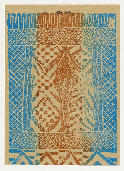 Artist: b'Jilamara Artists.' | Title: b'Invitation: Alcaston House Gallery' | Date: 1992 | Technique: b'linocut, printed in colour, from one block' Artist: b'Jilamara Artists.' | Title: b'Invitation: Alcaston House Gallery' | Date: 1992 | Technique: b'linocut, printed in colour, from one block'