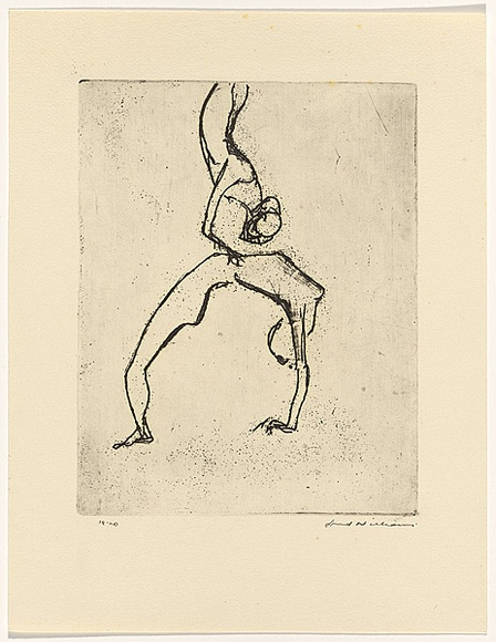 Artist: b'WILLIAMS, Fred' | Title: b'Tumblers. Number 2' | Date: 1967 | Technique: b'etching, deep etching, flat biting and mezzotint, printed in black ink,' | Copyright: b'\xc2\xa9 Fred Williams Estate' Artist: b'WILLIAMS, Fred' | Title: b'Tumblers. Number 2' | Date: 1967 | Technique: b'etching, deep etching, flat biting and mezzotint, printed in black ink,' | Copyright: b'\xc2\xa9 Fred Williams Estate'