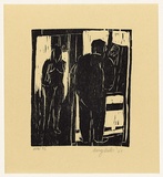 Artist: WALKER, Murray | Title: not titled [two figures] | Date: 2001, June | Technique: woodcut, printed in black ink, from one block | Copyright: © Murray Walker