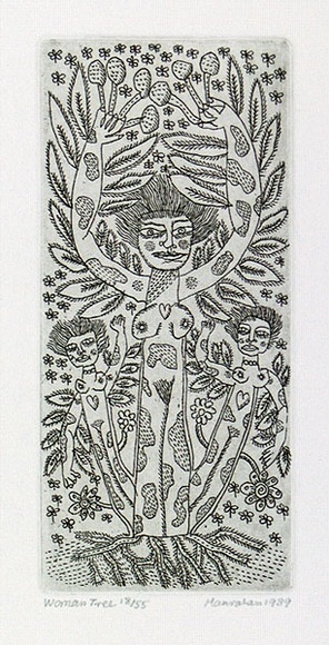 Artist: b'HANRAHAN, Barbara' | Title: b'Woman tree' | Date: 1989 | Technique: b'etching, printed in black, with plate-tone, from one plate' Artist: b'HANRAHAN, Barbara' | Title: b'Woman tree' | Date: 1989 | Technique: b'etching, printed in black, with plate-tone, from one plate'