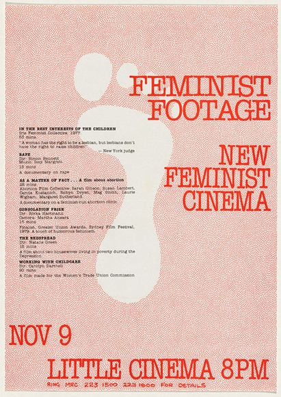 Artist: b'UNKNOWN' | Title: b'Feminist Footage - Media Resource Centre.' | Date: 1977-79 | Technique: b'screenprint' Artist: b'UNKNOWN' | Title: b'Feminist Footage - Media Resource Centre.' | Date: 1977-79 | Technique: b'screenprint'