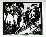 Artist: Armstrong, Ian. | Title: Judgement of Paris. | Date: 1955 | Technique: linocut, printed in black ink, from one block