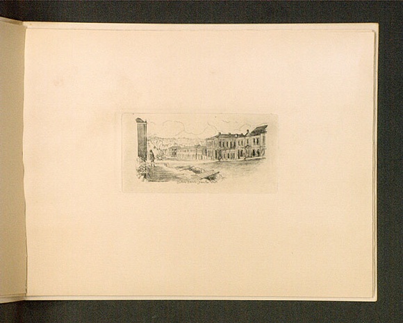 Artist: b'Jones, Henry Gilbert.' | Title: b'Collins Street from the west.' | Date: 1841-45 | Technique: b'etching, printed in black ink, from one copper/plate'