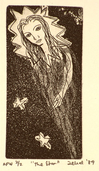 Artist: b'Dellal, Zerin.' | Title: b'The star' | Date: 1989 | Technique: b'etching, printed in black ink, from one plate' Artist: b'Dellal, Zerin.' | Title: b'The star' | Date: 1989 | Technique: b'etching, printed in black ink, from one plate'