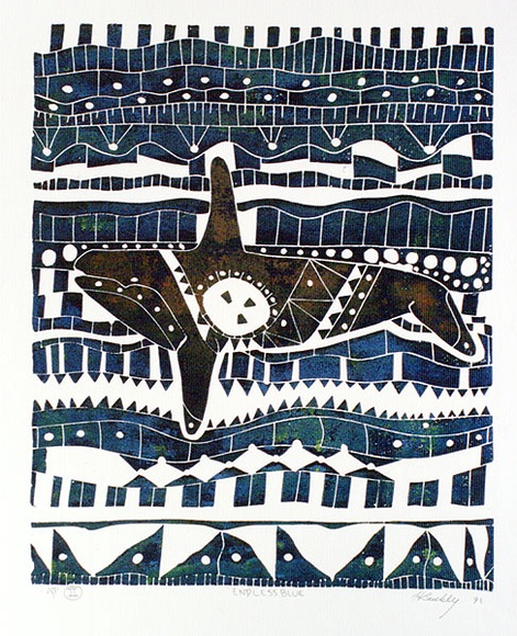 Artist: b'Buckley, Harold Lawrence.' | Title: b'Endless Blue' | Date: 1992 | Technique: b'linocut'