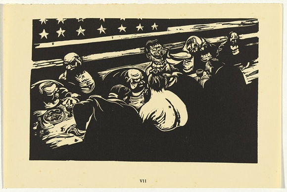 Artist: b'Counihan, Noel.' | Title: b'The scared men.' | Date: 1950 | Technique: b'linocut, printed in black ink, from one block' Artist: b'Counihan, Noel.' | Title: b'The scared men.' | Date: 1950 | Technique: b'linocut, printed in black ink, from one block'