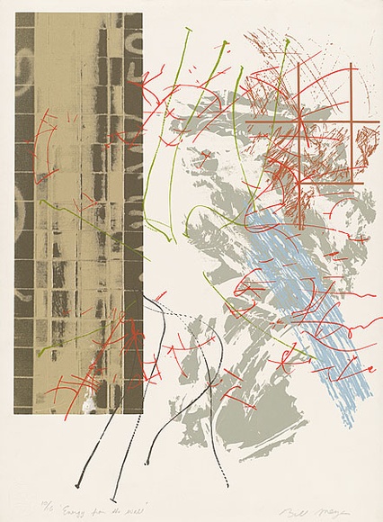 Artist: b'MEYER, Bill' | Title: b'Energy from The Wall' | Date: 1981 | Technique: b'screenprint, printed eight colours, from six screens (including one photo half-tone)' | Copyright: b'\xc2\xa9 Bill Meyer' Artist: b'MEYER, Bill' | Title: b'Energy from The Wall' | Date: 1981 | Technique: b'screenprint, printed eight colours, from six screens (including one photo half-tone)' | Copyright: b'\xc2\xa9 Bill Meyer'