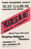 Artist: Lane, Leonie. | Title: Power Foundation Lecture: Suzi Gablik...'Progress in art' problems in modernism. | Date: 1980 | Technique: screenprint, printed in colour, from two stencils | Copyright: © Leonie Lane