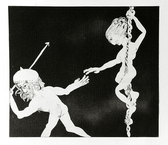 Artist: b'BOYD, Arthur' | Title: b'hoisting herself with a rope...' | Date: (1970) | Technique: b'etching and aquatint, printed in black ink, from one plate' | Copyright: b'Reproduced with permission of Bundanon Trust' Artist: b'BOYD, Arthur' | Title: b'hoisting herself with a rope...' | Date: (1970) | Technique: b'etching and aquatint, printed in black ink, from one plate' | Copyright: b'Reproduced with permission of Bundanon Trust'