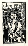 Artist: Larter, Richard. | Title: Seated woman (one of 2): from the Age of reason | Date: c.1958 | Technique: linocut, printed in black ink, from one block