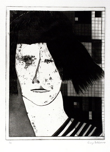 Artist: b'BALDESSIN, George' | Title: b'(Head of a young woman in front of a grid).' | Date: 1967 | Technique: b'etching and aquatint, printed in black ink, from one plate' Artist: b'BALDESSIN, George' | Title: b'(Head of a young woman in front of a grid).' | Date: 1967 | Technique: b'etching and aquatint, printed in black ink, from one plate'
