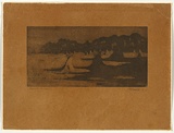 Artist: b'Traill, Jessie.' | Title: b'Moonlit harvest' | Date: 1914 | Technique: b'aquatint, etching printed in brown ink with plate-tone, from one plate'