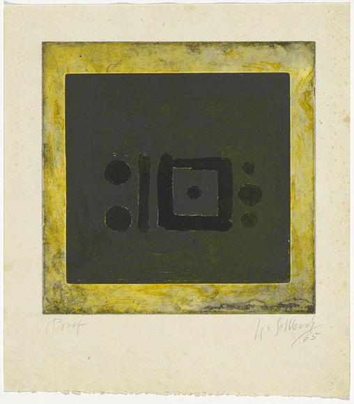 Artist: b'SELLBACH, Udo' | Title: b'(Square and circles)' | Date: (1967) | Technique: b'aquatint and etching, printed in colour, from one? plate' Artist: b'SELLBACH, Udo' | Title: b'(Square and circles)' | Date: (1967) | Technique: b'aquatint and etching, printed in colour, from one? plate'