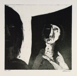 Artist: BALDESSIN, George | Title: Echo. | Date: 1965 | Technique: etching and aquatint, printed in black ink, from one plate