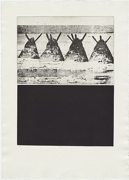 Artist: b'MADDOCK, Bea' | Title: b'Now - here' | Date: 1974 | Technique: b'photo-etching and aquatint, printed in black ink, from two plates' Artist: b'MADDOCK, Bea' | Title: b'Now - here' | Date: 1974 | Technique: b'photo-etching and aquatint, printed in black ink, from two plates'