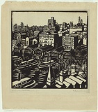 Artist: PRESTON, Margaret | Title: Circular Quay | Date: 1925 | Technique: woodcut, printed in black ink, from one block | Copyright: © Margaret Preston. Licensed by VISCOPY, Australia