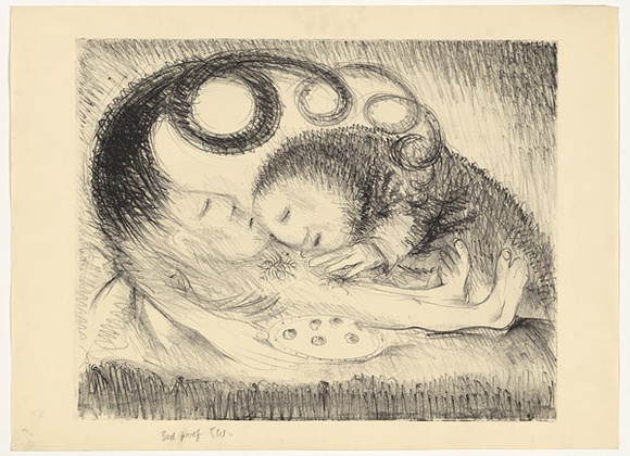 Artist: b'BOYD, Arthur' | Title: b'St Clare attending to St Francis.' | Date: (1965) | Technique: b'lithograph, printed in black ink, from one plate' | Copyright: b'Reproduced with permission of Bundanon Trust' Artist: b'BOYD, Arthur' | Title: b'St Clare attending to St Francis.' | Date: (1965) | Technique: b'lithograph, printed in black ink, from one plate' | Copyright: b'Reproduced with permission of Bundanon Trust'