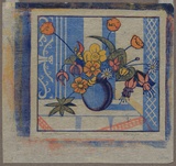 Artist: Syme, Eveline | Title: Mixed flowers | Date: 1933 | Technique: linocut, printed in colour, from four blocks (yellow ochre, vermillion, cobalt blue, ultramarine)