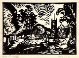 Artist: Taylor, John H. | Title: Kent landscape | Date: 1952 | Technique: linocut, printed in black ink, from one block