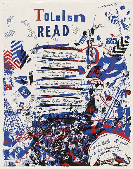 Artist: b'WORSTEAD, Paul' | Title: b'Tolkien read' | Date: 1976 | Technique: b'screenprint' | Copyright: b'This work appears on screen courtesy of the artist' Artist: b'WORSTEAD, Paul' | Title: b'Tolkien read' | Date: 1976 | Technique: b'screenprint' | Copyright: b'This work appears on screen courtesy of the artist'