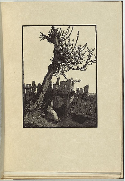 Artist: b'LINDSAY, Lionel' | Title: b'The broken fence' | Date: 1924 | Technique: b'woodengraving, printed in black ink, from one block' | Copyright: b'Courtesy of the National Library of Australia' Artist: b'LINDSAY, Lionel' | Title: b'The broken fence' | Date: 1924 | Technique: b'woodengraving, printed in black ink, from one block' | Copyright: b'Courtesy of the National Library of Australia'