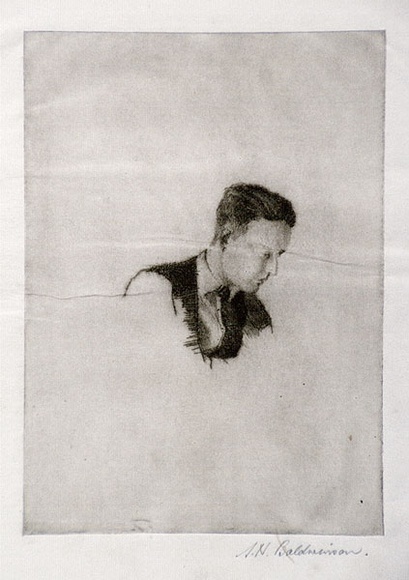 Artist: b'Baldwinson, Arthur.' | Title: b'Max Deans.' | Date: 1928 | Technique: b'drypoint, printed in black ink with plate-tone, from one copper plate' Artist: b'Baldwinson, Arthur.' | Title: b'Max Deans.' | Date: 1928 | Technique: b'drypoint, printed in black ink with plate-tone, from one copper plate'