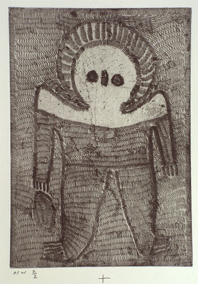 Artist: b'Karadada, Lilly.' | Title: b'not titled #4.' | Date: 2000, October | Technique: b'etching, printed in black ink, from one plate' Artist: b'Karadada, Lilly.' | Title: b'not titled #4.' | Date: 2000, October | Technique: b'etching, printed in black ink, from one plate'