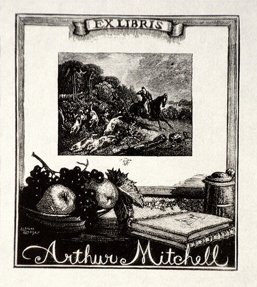Artist: b'LINDSAY, Lionel' | Title: b'Book plate: Arthur Mitchell' | Date: 1948, November | Technique: b'wood-engraving, printed in black ink, from one block' | Copyright: b'Courtesy of the National Library of Australia' Artist: b'LINDSAY, Lionel' | Title: b'Book plate: Arthur Mitchell' | Date: 1948, November | Technique: b'wood-engraving, printed in black ink, from one block' | Copyright: b'Courtesy of the National Library of Australia'