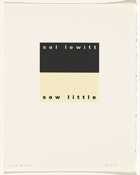 Artist: b'Burgess, Peter.' | Title: b'sol lewitt: sow little.' | Date: 2001 | Technique: b'computer generated inkjet prints, printed in colour, from digital file' Artist: b'Burgess, Peter.' | Title: b'sol lewitt: sow little.' | Date: 2001 | Technique: b'computer generated inkjet prints, printed in colour, from digital file'