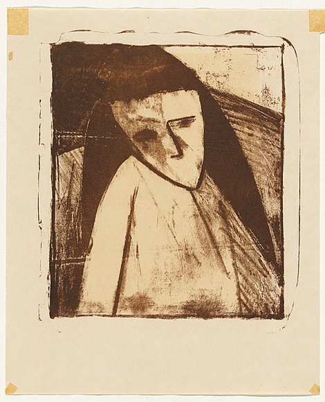 Artist: b'Kriegel, Adam.' | Title: b'(Girl with long hair)' | Date: 1950s | Technique: b'lithograph, printed in brown ink, from one stone' Artist: b'Kriegel, Adam.' | Title: b'(Girl with long hair)' | Date: 1950s | Technique: b'lithograph, printed in brown ink, from one stone'