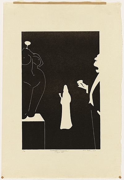 Artist: b'Thake, Eric.' | Title: b'Goodnight Lachaise' | Date: 1970 | Technique: b'linocut, printed in black ink, from one block' Artist: b'Thake, Eric.' | Title: b'Goodnight Lachaise' | Date: 1970 | Technique: b'linocut, printed in black ink, from one block'