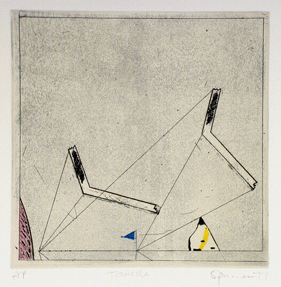 Artist: b'Spurrier, Stephen.' | Title: b'Tanella' | Date: 1977 | Technique: b'etching, printed in colour, from multiple plates'