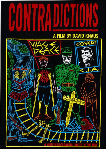 Artist: b'REDBACK GRAPHIX' | Title: b'Leaflet: Contradictions - a film by David Kraus' | Date: 1988 | Technique: b'offset-lithograph, printed in colour, from four plates' Artist: b'REDBACK GRAPHIX' | Title: b'Leaflet: Contradictions - a film by David Kraus' | Date: 1988 | Technique: b'offset-lithograph, printed in colour, from four plates'